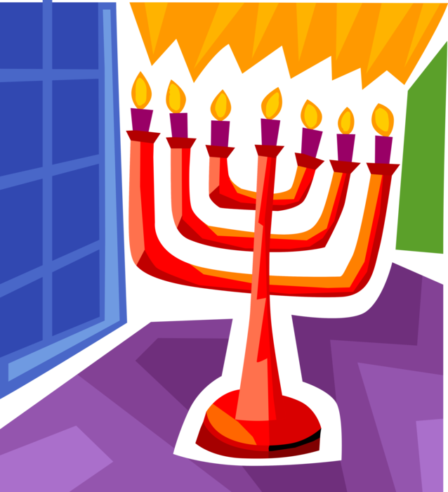 Vector Illustration of Menorah Lampstand Candlestick Candles 