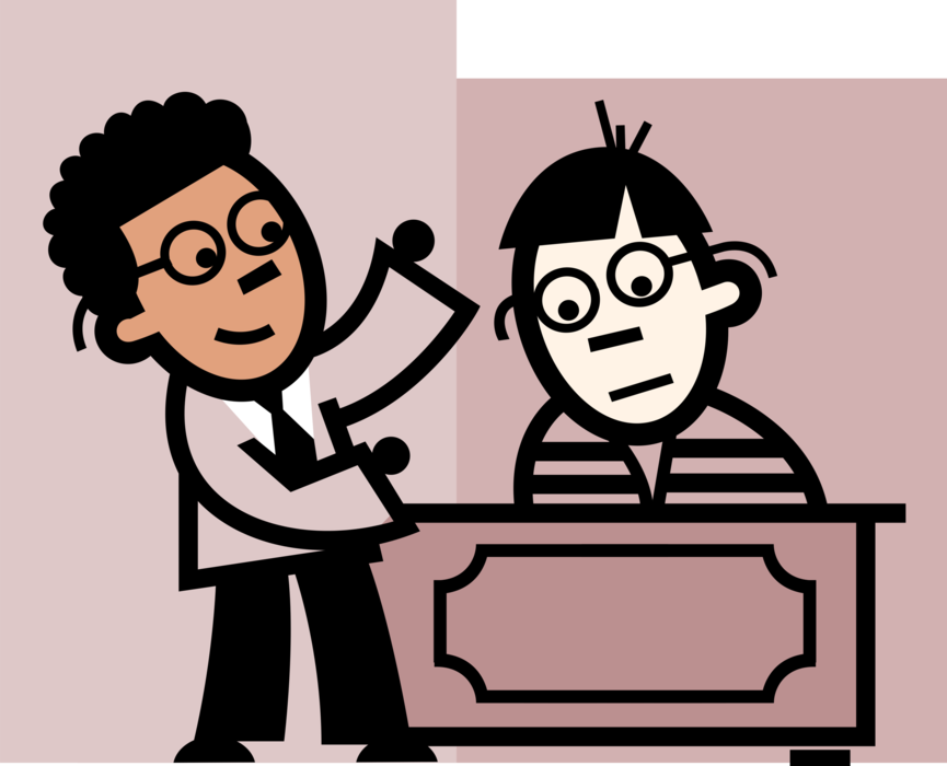 Vector Illustration of Office Colleagues in Business Meeting at Desk