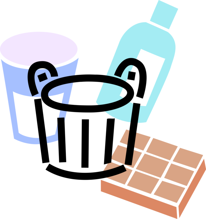 Vector Illustration of Cleaning Pail with Tile Flooring