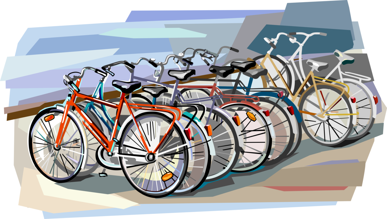 Vector Illustration of Bicycle Bike or Cycle Human-Powered, Pedal-driven, Single-Track Vehicle