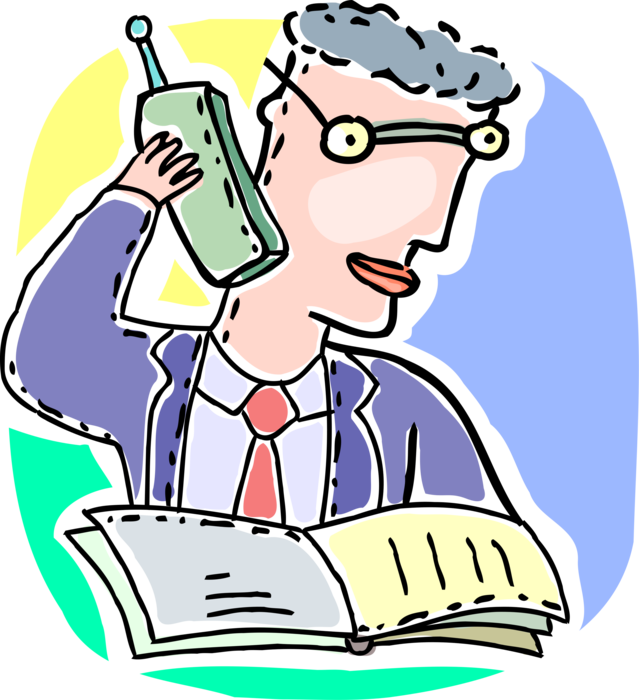 Vector Illustration of Businessman in Conversation on Mobile Cellular Cell Phone Telephone