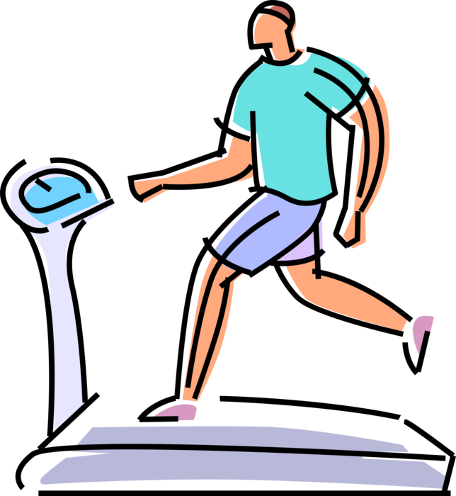 Vector Illustration of Sports Athlete Running on Treadmill for Fitness Exercise Workout