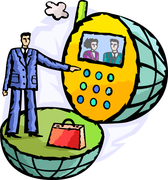 Vector Illustration of Global Telecommunications Communication Video Conference Live Chat Business Meeting