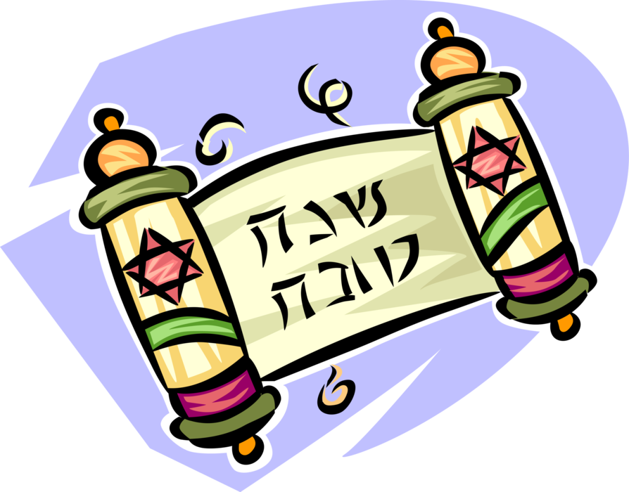 Vector Illustration of Jewish Pentateuch Hebrew Torah Scroll with Judaism Star of David