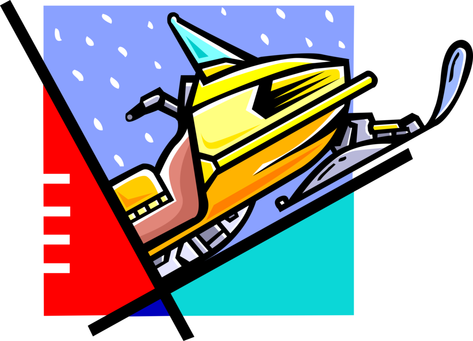 Vector Illustration of Snowmobile Snowmachine Vehicle for Winter Travel and Recreation on Snow