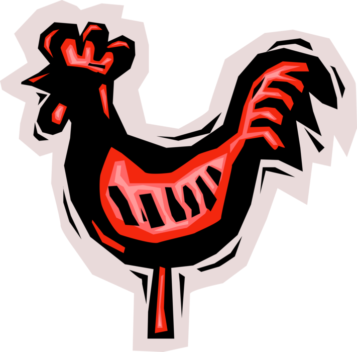 Vector Illustration of Garden Ornament Rooster Cockerel Bird