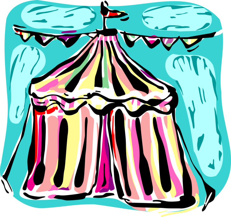 Vector Illustration of Big Top Circus Tent with Streamers