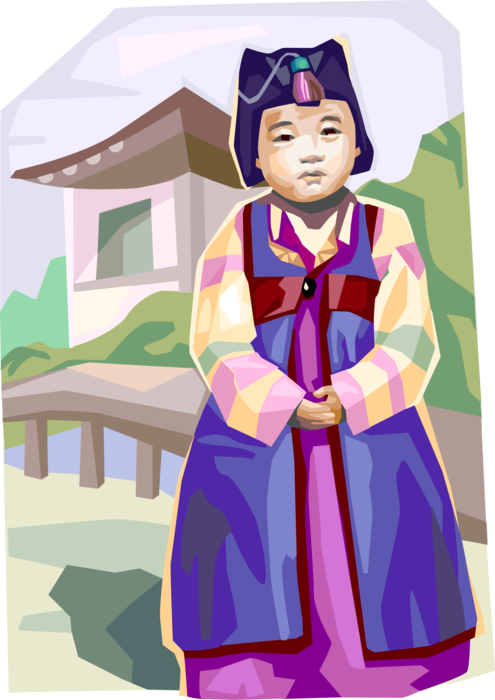 Vector Illustration of Korean Traditional Birthday Dress