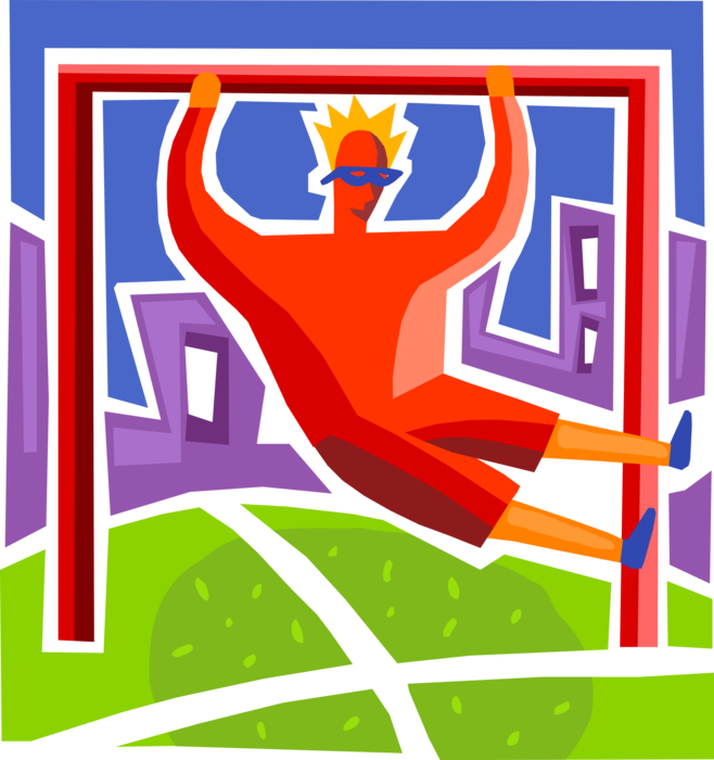 Vector Illustration of Adolescent Teen in Playground with Chin Up Bar