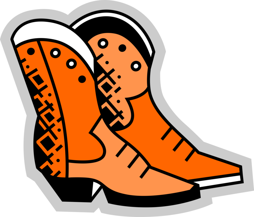Vector Illustration of Western Leather Cowboy Boot Footwear