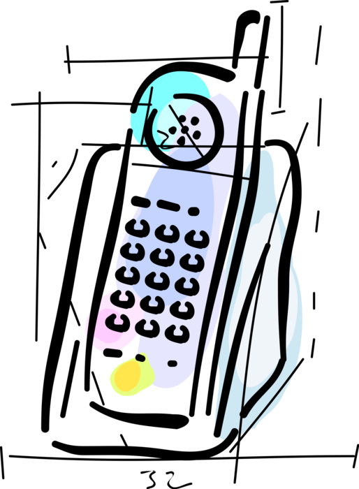 Vector Illustration of Home Phone Telecommunications Device Telephone Enables Direct Conversation
