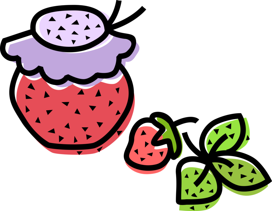 Vector Illustration of Homemade Strawberry Jam Fruit Preserve in Jar
