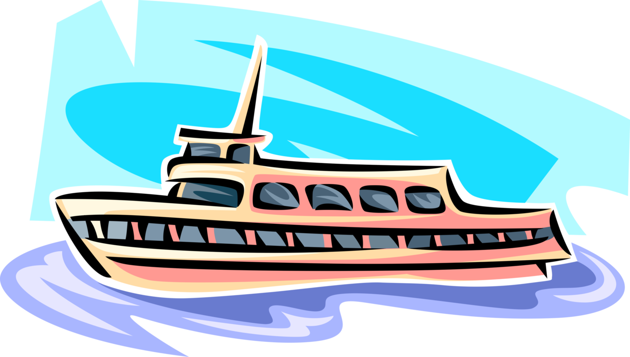 Vector Illustration of Passenger Tour Boat Cruise Watercraft Vessel