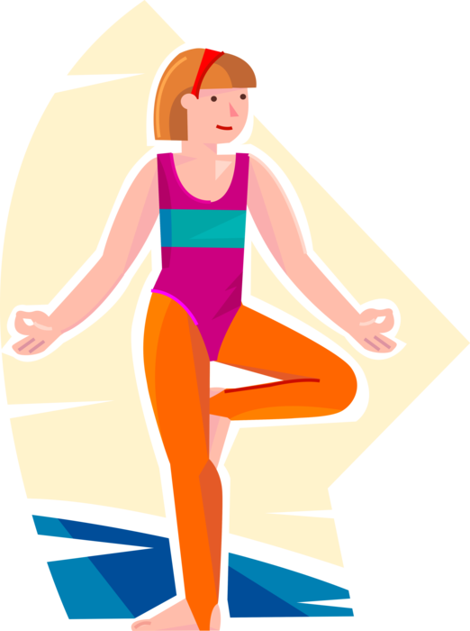 Vector Illustration of Primary or Elementary School Student Girl in Aerobics Exercise and Physical Fitness Workout Class