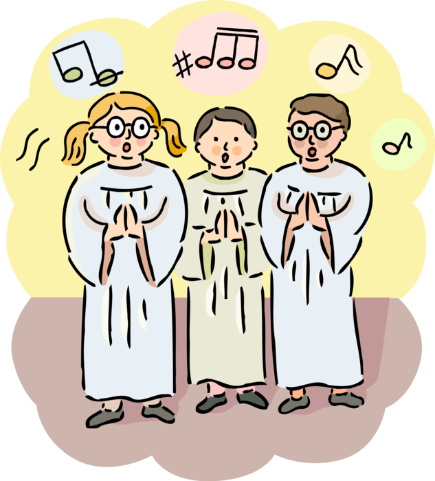 Vector Illustration of Christian Religion Church Choir Sings Religious Hymn Songs