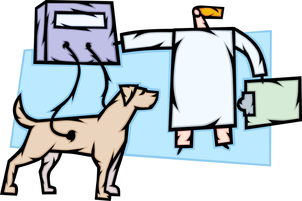 Vector Illustration of Animal Testing Research and Experimentation with Lab Dog and Scientist Conducting Experiment