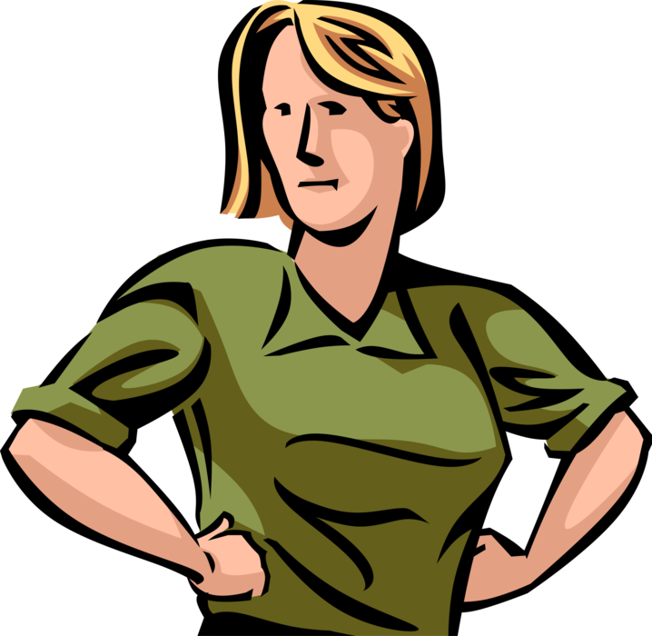 Vector Illustration of Businesswoman Rolls Up Sleeves with Optimism and Determination to Get Job Done