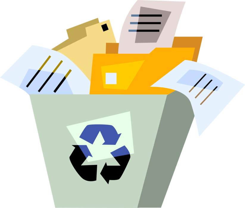 Vector Illustration of Recycle Bin Container Holds Recyclable Paper for Recycling Center