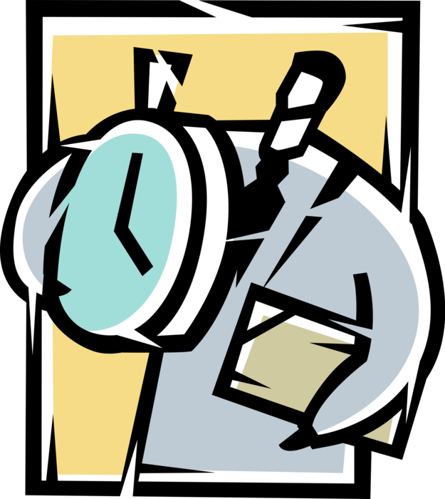 Vector Illustration of Businessman with Concept of Time Pocket Watch or Pocketwatch Portable Timepiece