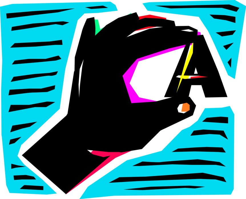 Vector Illustration of Hand Holds Alphabet Letter A