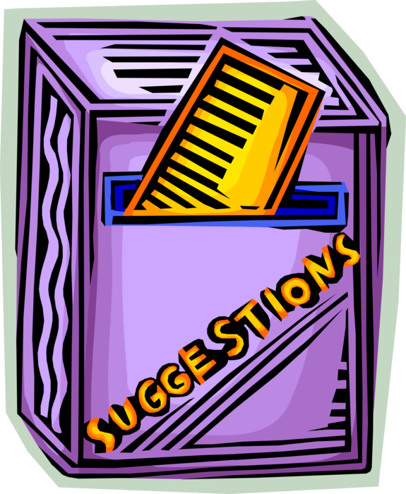 Vector Illustration of Suggestion Box Obtains Additional Comments, Questions, and Requests
