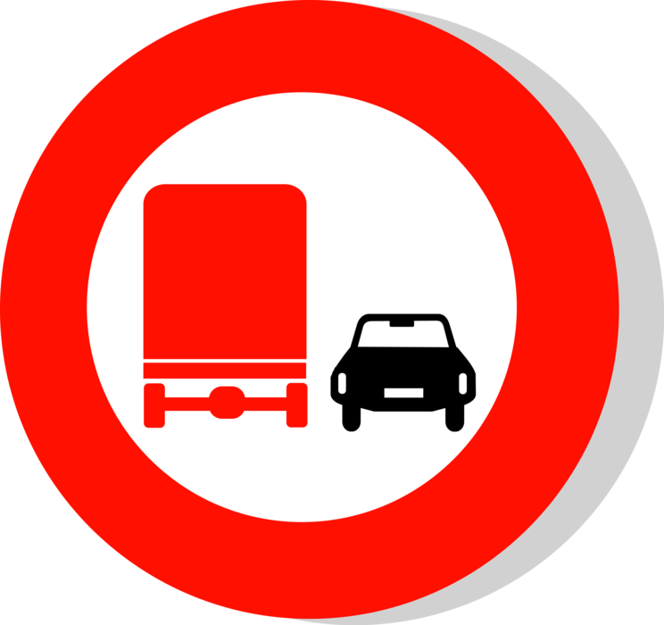 Vector Illustration of European Union EU Traffic Highway Road Sign, No Overtaking for Lorries