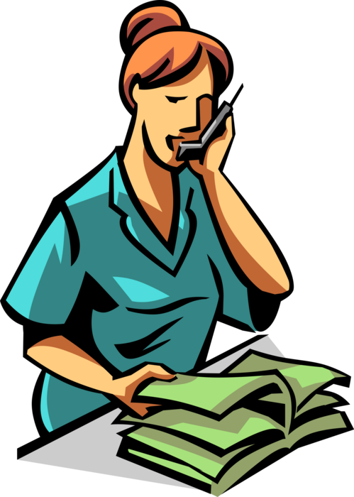 Vector Illustration of Woman Orders Merchandise on Telephone with Product Catalog Book