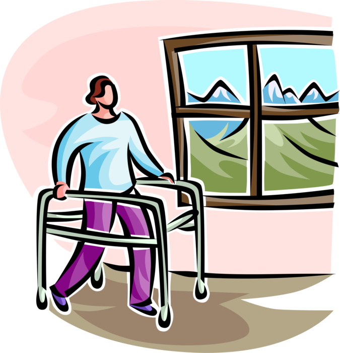 Vector Illustration of Physiotherapy Walker or Walking Frame for Disabled or Elderly People Needing Balance or Stability