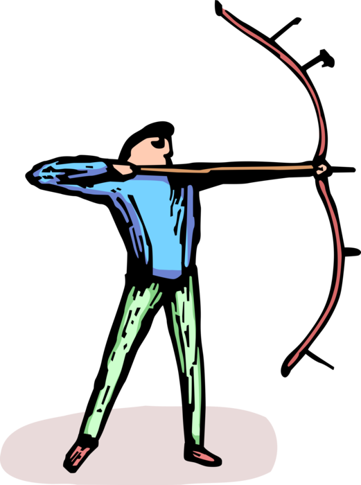 Vector Illustration of Archer Shoots Arrow with Archery Bow