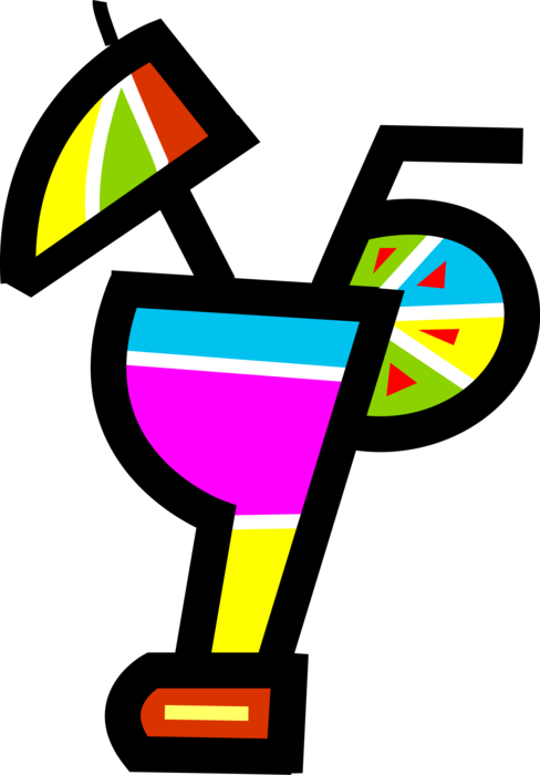 Vector Illustration of Alcohol Beverage Cocktail Mixed Drink