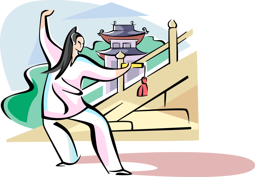 Vector Illustration of Tai Chi Supreme Ultimate Boxing Chinese Martial Art for Defense Training and Health
