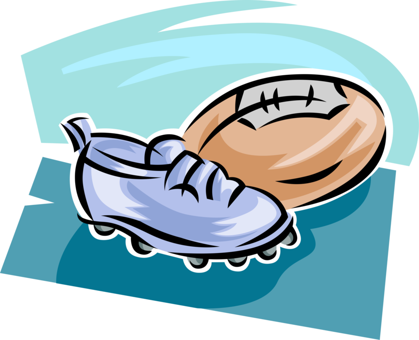 Vector Illustration of Rugby Match Game Sports Ball and Athletic Footwear Cleats