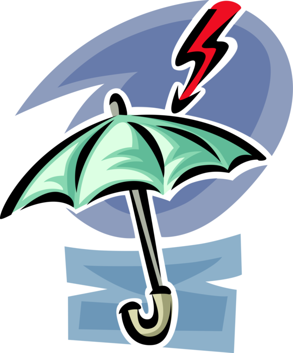 Vector Illustration of Insurance Umbrella or Parasol Provides Protection from Financial Losses