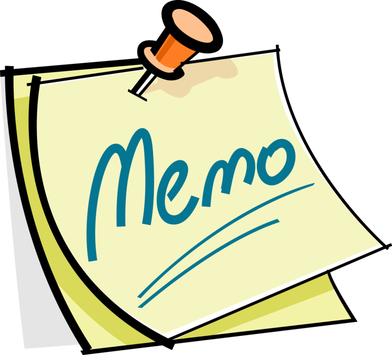 Vector Illustration of Push Pin Thumb Tack Holds Memo Message on Bulletin Board