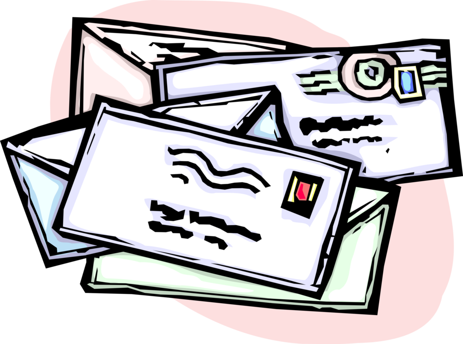 Vector Illustration of Post Office Mail or Postal Airmail Envelopes and Letters