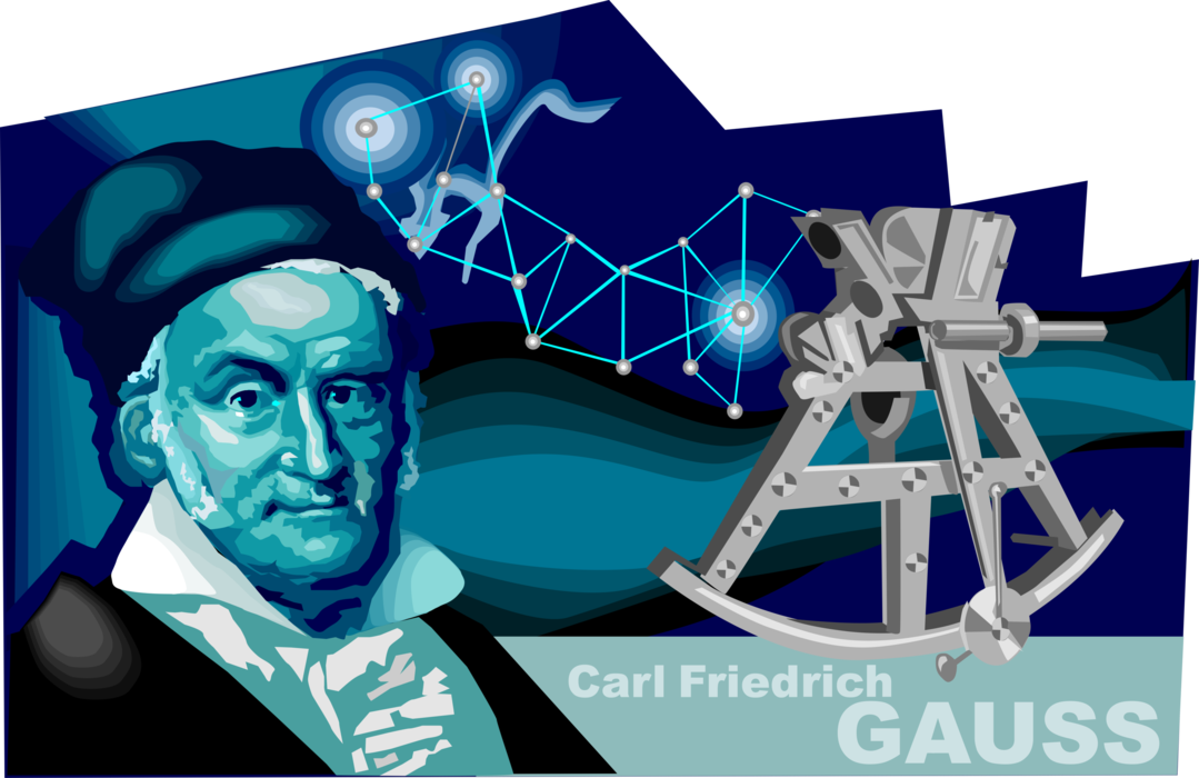 Vector Illustration of Carl Friedrich Gauss, German, One of History's Most Influential Mathematicians