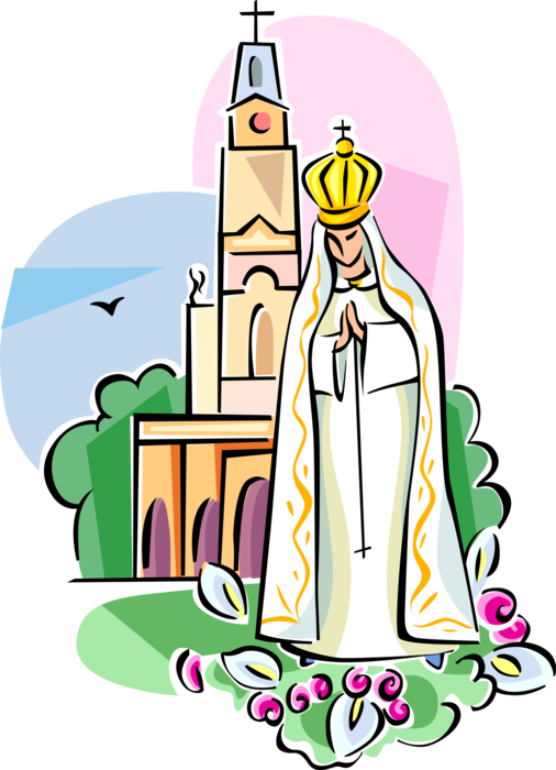 Vector Illustration of Portuguese Religious Icon Our Lady of Fatima, Portugal