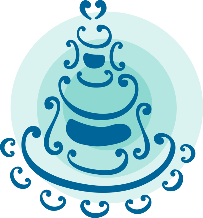 Vector Illustration of Wedding Cake Served at Wedding Receptions with Bride and Groom Cake Topper