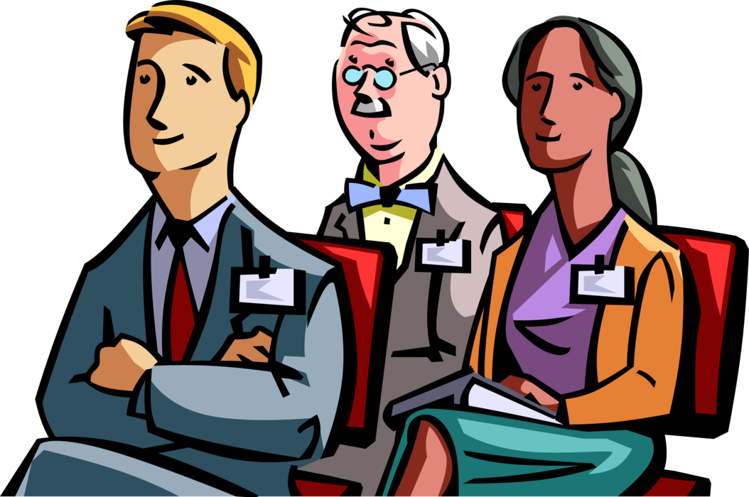 Vector Illustration of Business Colleague Associates Attend Human Resources Training Seminar Course