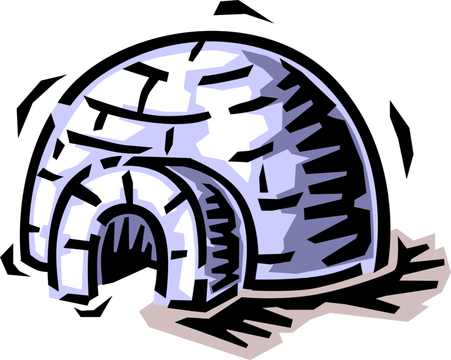 Vector Illustration of Arctic Indigenous Peoples Inuit Eskimo Igloo Shelter Dwelling Made of Carved Snow Blocks