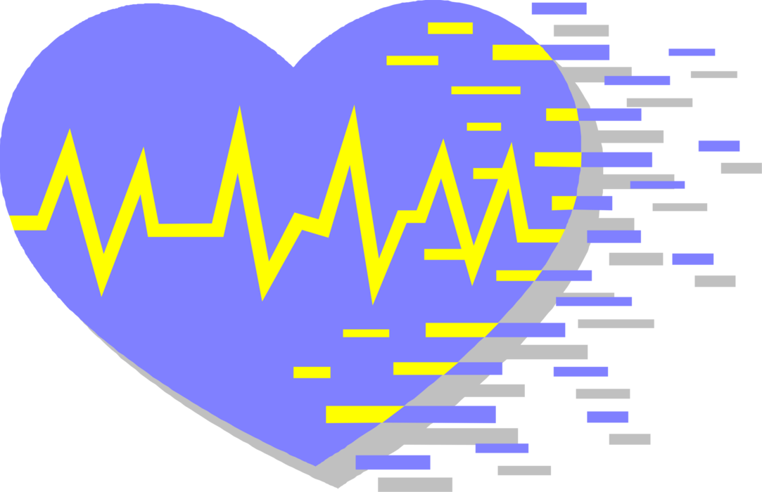 Vector Illustration of Heart Symbol with ECG Electrocardiogram Heart Rhythm Monitor Readout