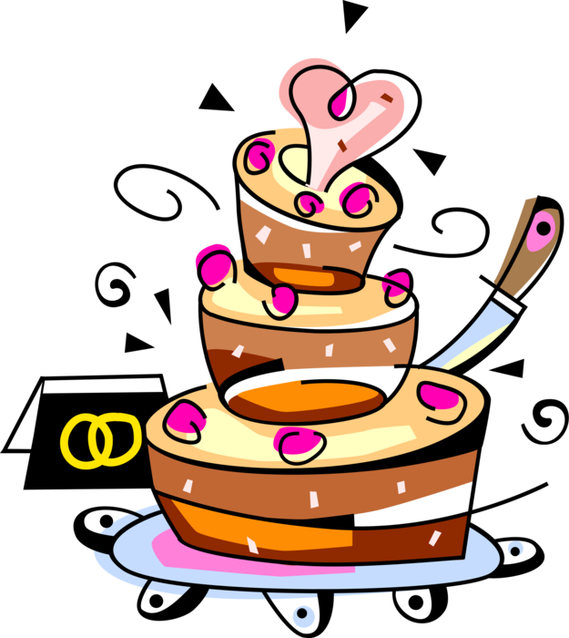 Vector Illustration of Multi-Tiered Wedding Cake Traditional Cake Served at Wedding Receptions 