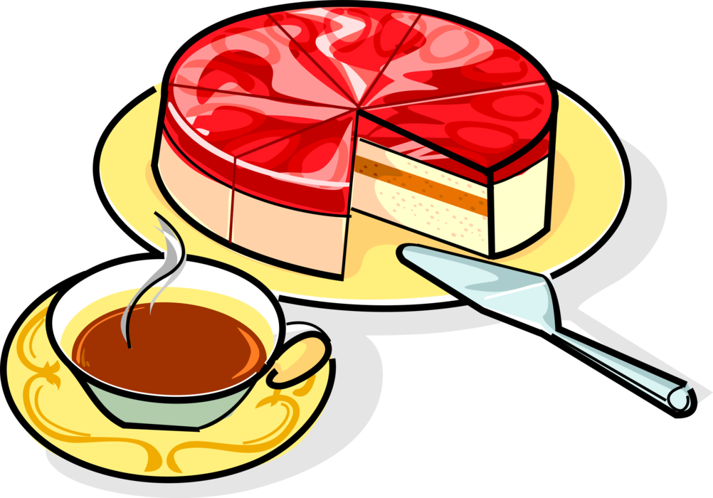 Vector Illustration of Russian Cuisine Tvorog Russian Farmers Cheese Cake with Coffee
