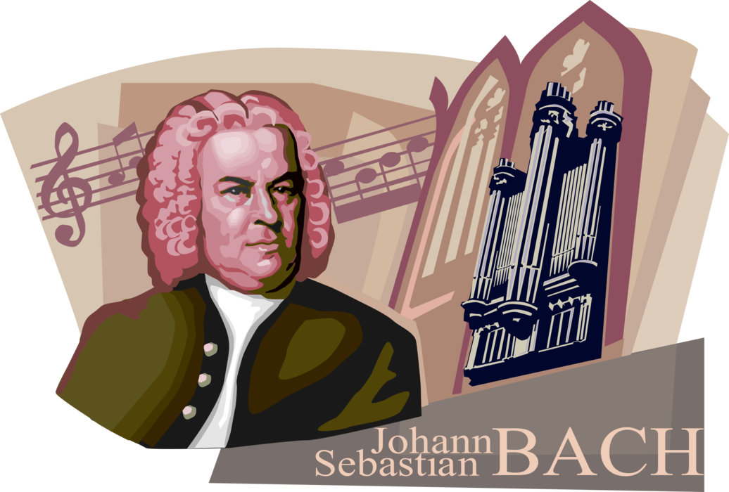 Vector Illustration of Johann Sebastian Bach, German Composer Musician of Baroque Period