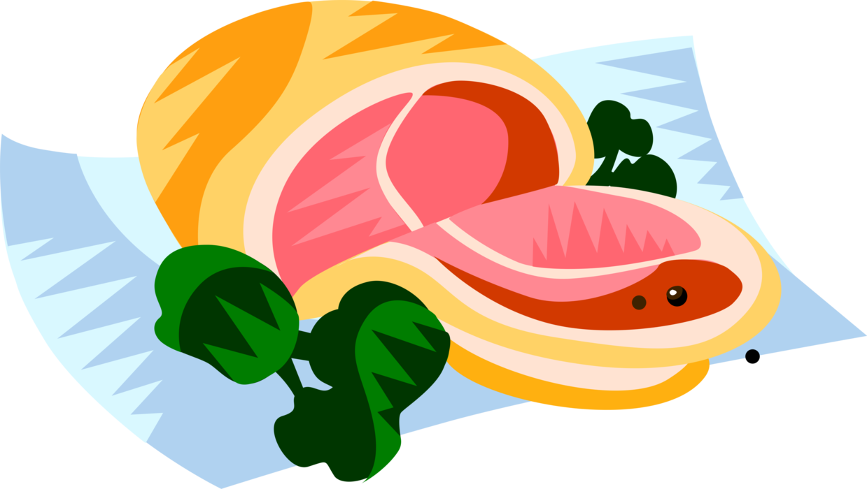 Vector Illustration of European Cuisine French Baked Ham Pork Roast