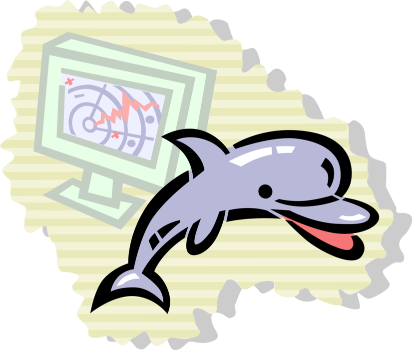 Vector Illustration of Effects of Noise Pollution on Aquatic Marine Mammal Cetacean Dolphin