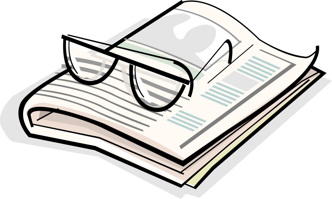 Vector Illustration of Reading Glasses Eyeglasses and Newspaper