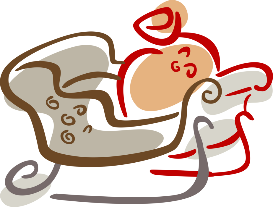Vector Illustration of Santa Claus' Sleigh Loaded with Presents and Gifts at Christmas