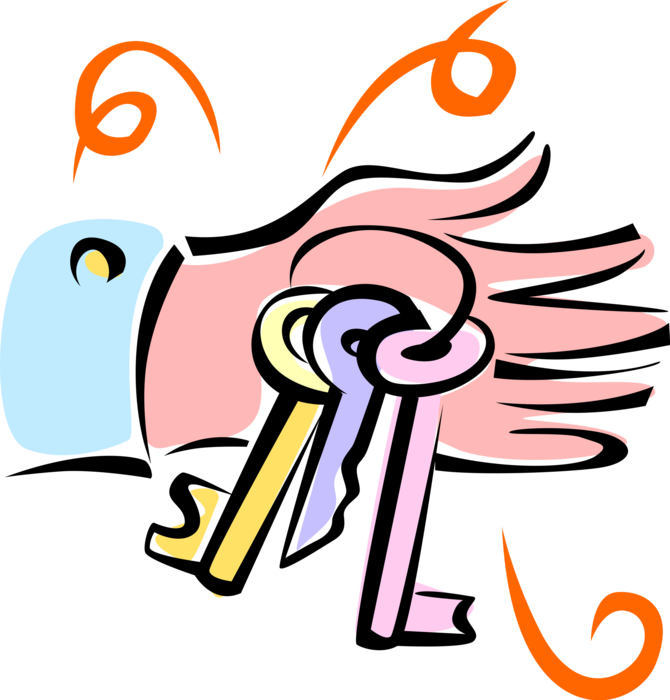 Vector Illustration of Hand Holds Keys on Key Ring