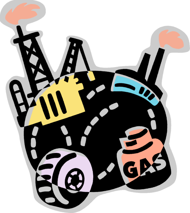 Vector Illustration of Petrochemical Industry Produces Chemicals from Oil and Natural Gas Raw Materials